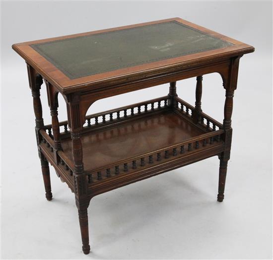 A Victorian Gillow & Co walnut occasional table, attributed to Bruce Fox Talbert c.1875, W.2ft 3in. D.1ft 6in. H.2ft 1in.